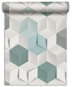 Papier Peint Vinyle Marqué À Chaud Hexagone 3D Bleu