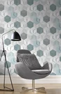 Papier Peint Vinyle Marqué À Chaud Hexagone 3D Bleu