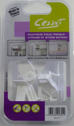 Lot De 2 Supports Autoserrant Barre De Vitrage Classique, 10 Mm Blanc Satiné Ces