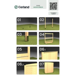 Poteau bois en u Yona, CERLAND, l.9 x P.9 x H.240 cm, naturel classe 3