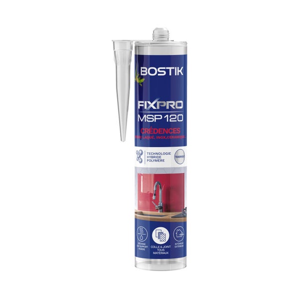 Colle joint int/ext polymere bostik fixpro msp 120 credences 290ml