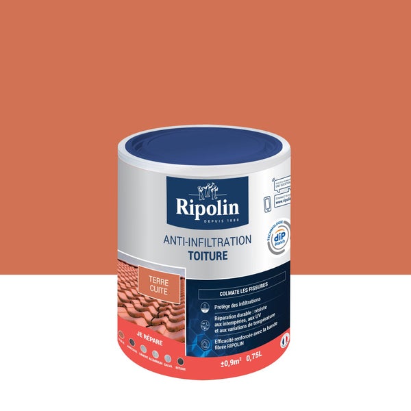 Revêtement D'Étanchéité Toiture, Ripolin Anti-Infiltration Terre Cuite 0,75 L