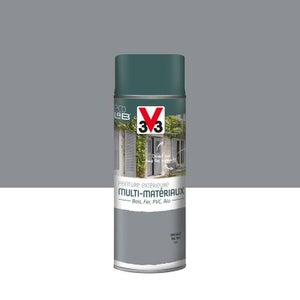 Peinture Aérosol Extérieur Multi-Matériaux V33, Gris Galet Satiné, 0.4 L