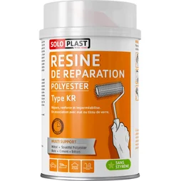 Colle de réparation polyester type kr SOLOPLAST, 1 Kg transparent