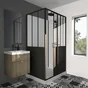 Cabine de douche d'angle L.120 x l.90 cm noir, Artelo