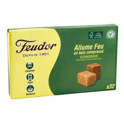 Allume-feu en bois compressés, FLAM & CO, 32 cubes