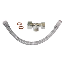 Kit Robinet D'Arrêt Wc + Flexible + Joint Laiton Nickelé