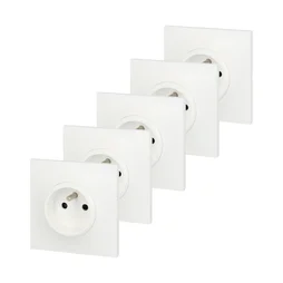 Lot De 5 Prises Avec Terre Neptune, Blanc, Legrand
