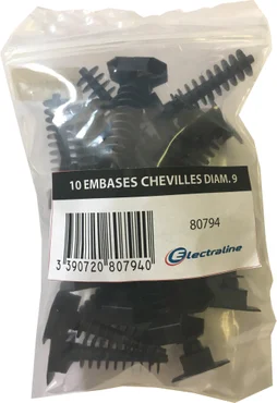 Lot de 10 embases pour cheville, L. 9 mm
