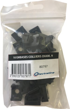 Lot de 10 embases, L. 9 mm