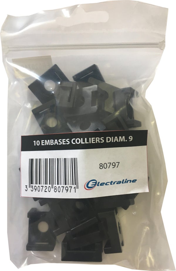 Lot de 10 embases, L. 9 mm
