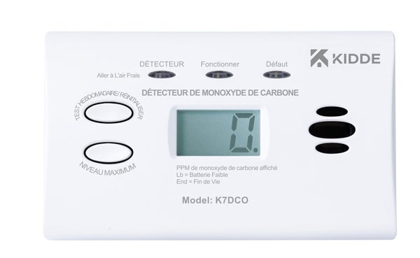 Détecteur monoxide de carbone avec ecran digital 7dco 1 an