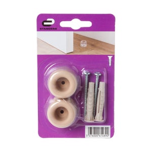 Lot De 2 Butées De Porte À Visser Standers Plastique Mat Beige Diam.3.0 Cm X L.3.0 Cm X H.2.4 Cm