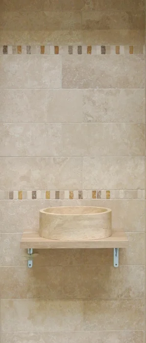 Carrelage Mur Forte Pierre Ivoire Mat L.20 X L.50 Cm, Travertin