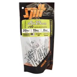 Lot de 40 chevilles à frapper nylon Spit, diam. 5 x L. 25 mm