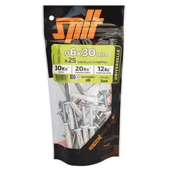 Lot de 25 chevilles et vis à frapper nylon Spit, diam. 6 x L. 30 mm