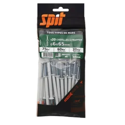 Lot de 20 chevilles et vis à frapper nylon Spit, diam. 6 x L. 65 mm