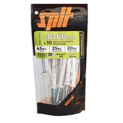 Lot de 10 chevilles et vis à frapper nylon Spit, diam. 8 x L. 60 mm