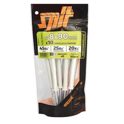 Lot de 10 chevilles et vis à frapper nylon Spit, diam. 8 x L. 90 mm