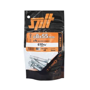 Lot De 4 Goujons À Bague À Expansion Acier Spit, Diam.8 X L.55 Mm