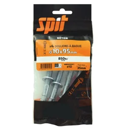 Lot de 4 goujons à bague à expansion acier Spit, diam. 10 x L. 95 mm