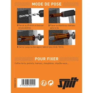 Lot de 16 goujons avec vis prima SPIT, diamètre 14 mm x L. 55 mm