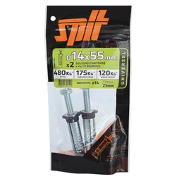 Lot De 2 Goujons À Expansion Acier Spit, Diam.14 X L.55 Mm