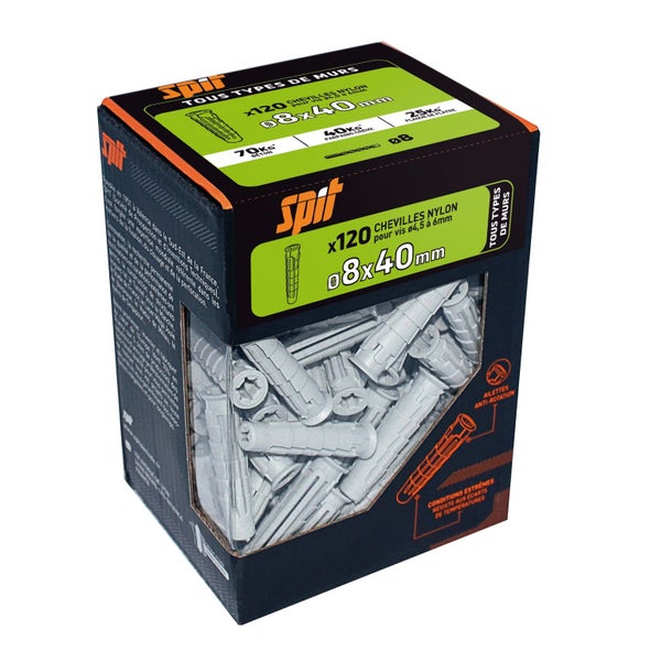 Lot De 120 Chevilles À Expansion Spit, Diam.8 Mm X L.40 Mm