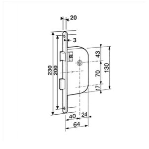 Serrure Encastrée Bricard, À Cylindre, Axe 40 Mm