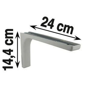 Equerre Léonard Acier Plastifié Blanc, H.14.4 X P.24 Cm