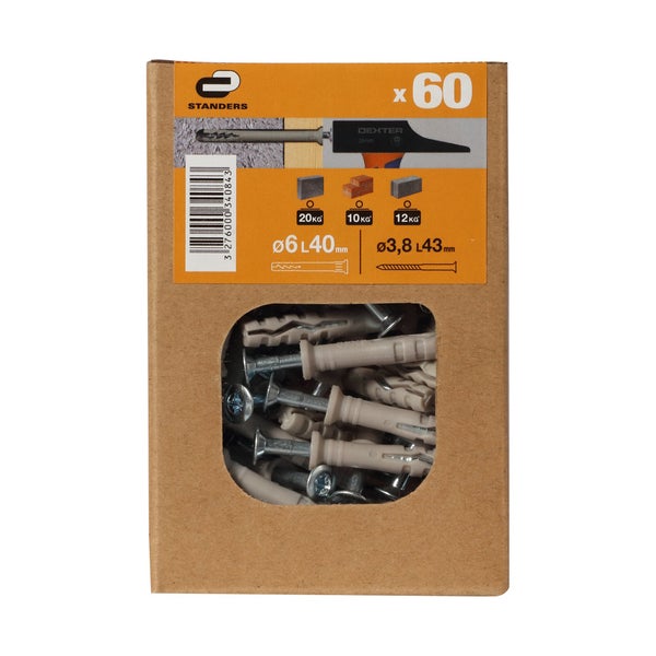 Lot De 60 Chevilles À Frapper Standers, Diam.6 X L.40 Mm