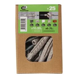 Lot De 25 Chevilles Et Vis À Expansion Standers, Diam.10 X L.60 Mm