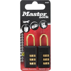 Lot De 2 Cadenas À Combinaison Master Lock Acier, L.20 Mm