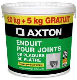 Enduit Pour Joint En Pâte Axton, 20 Kg + 5Kg Gratuit
