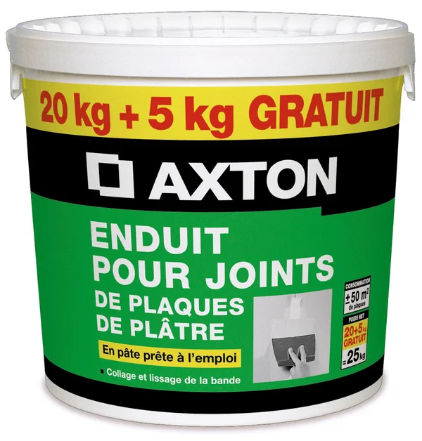 Enduit Pour Joint En Pâte Axton, 20 Kg + 5Kg Gratuit