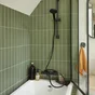 Pare-baignoire pivotant transparent noir, H.140 x l.85 cm Artelo