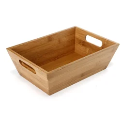 Panier de rangement en bambou, H.10 x l.32 x P.22 cm bois nature