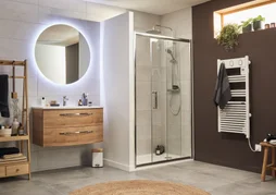 Porte de douche coulissante transparente, chromé, 120 cm, quad