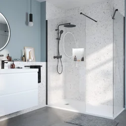 Paroi de douche à l'italienne, verre transparent, L.80 cm, Ep.8 mm, noir, Remix