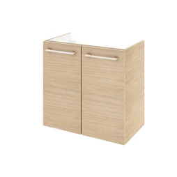 Meuble de salle de bains simple vasque l.60 x H.58 x P.35 cm, effet chêne nature