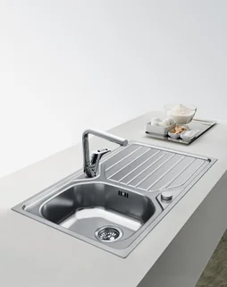 Evier à encastrer 1 bac avec égouttoir, inox, gris / argent LOKI