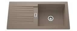 Evier À Encastrer 1 Grand Bac Avec Égouttoir, Résine, Gris / Argent Solo