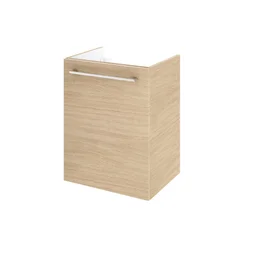 Meuble de salle de bains simple vasque l.45 x H.58 x P.35 cm, effet chêne nature