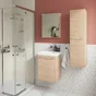 Meuble de salle de bains simple vasque l.45 x H.58 x P.35 cm, effet chêne nature