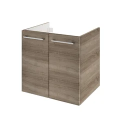 Meuble de salle de bains simple vasque l.60 x H.58 x P.48 cm, effet chêne havane
