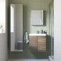 Meuble de salle de bains simple vasque l.60 x H.58 x P.48 cm, effet chêne havane