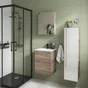Meuble de salle de bains simple vasque, REMIX, l.45 x H.58 x P.35 cm, effet chêne havane