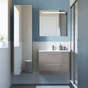Meuble de salle de bains simple vasque L. 75 x H. 58 x P. 48 REMIX, gris granit, REMIX