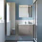 Meuble de salle de bains simple vasque L. 75 x H. 58 x P. 48 REMIX, gris granit, REMIX
