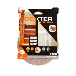 Lot de 3 disques abrasifs DEXTER PRO, 150 mm, grains 120